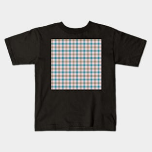 Teal and taupe gingham Kids T-Shirt